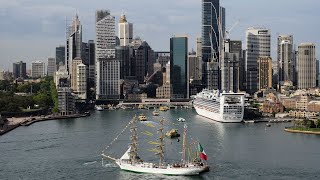 Cuauhtémoc Mexican tall sailing ship arrives Sydney Harbour 141024 [upl. by Ahsaetan]