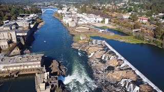 Willamette Falls  T W Sullivan Hydroelectric Plant  Blue Heron Paper Company  DJI Mini 2 [upl. by Noirrad]