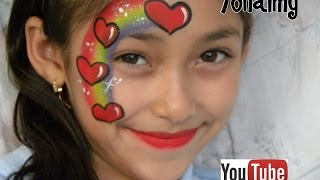 PINTACARITAS DE ARCOIRIS CON CORAZONES FACE PAINTING RAINBOW HEARTS [upl. by Furlong]