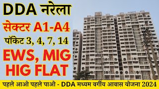 DDA Narela Sector A1A4 Pocket 4 EWS MIG amp HIG Flats  DDA Madhyam Vargiya Housing Scheme 2024 [upl. by Yeliab]