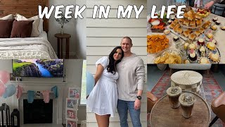 Vlog gender reveal friends come to visit home decor new coffee shops  prepping for the party [upl. by Buiron129]