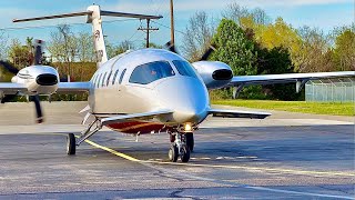 Piaggio P180 Avanti Landing Startup and Departure [upl. by Domonic]