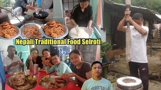 Nepali Traditional Food Selroti\\ Selroti with Aloodum Cooking amp Eating In Village With Family [upl. by Leirud]