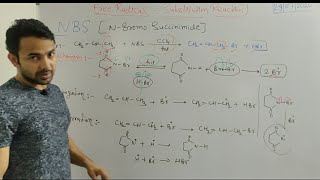 N BromoSuccinimide NBS in organic chemistry Free radical substitution mechanism [upl. by Folsom]