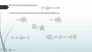 Van der Waals EquationCalculate the expansion and compresibility coefficient [upl. by Notlad]