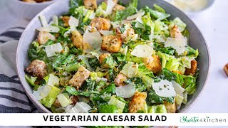 Vegetarian Caesar Salad Recipe with Creamy Homemade Vegetarian Caesar Dressing [upl. by Ailee12]