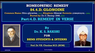 844 D Glonoine Part4D Remedy in Verse by Dr K S Bakshi091124 [upl. by Ettevets809]