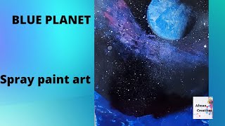 A Blue Planet over Mountians spray paint art [upl. by Georglana]