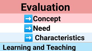 Evaluation ConceptNeedCharacteristics Learning and Teaching BEd [upl. by Rohpotsirhc219]