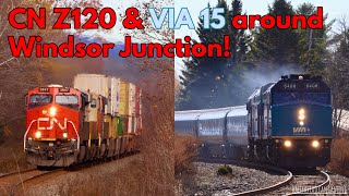 Railfanning w ​⁠trainspotter906 CN Z120 and Via Rail 15 around Windsor Junction NS [upl. by Jentoft]