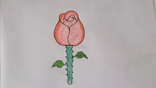 Rose Flower Drawing  Easy Rose Drawing Step by Step [upl. by Fujio274]