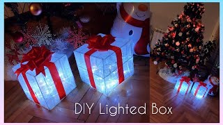 DIY Lighted Gift Box 🎁 Kako napraviti svetleci Novogodisnji Paketic 🎀 Svetleci paketic od stapica [upl. by Constantia]