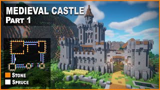 Minecraft How to build a Medieval Castle  Tutorial [upl. by Nnalorac]