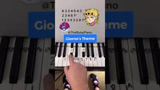 Giorno’s Theme Piano Easy Tutorial With Number Notes shorts piano [upl. by Treve]