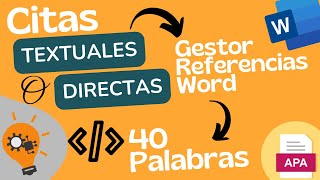 📚 Cómo hacer Citas DIRECTAS o TEXTUALES en Word con Normas APA 7ma Edición 📖 [upl. by Queenie]