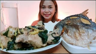 PINATISANG MANOK AT FRIED PAMPANO MUKBANG [upl. by Shelton]