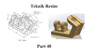 Solidworks tutorial Ex 48 Egik Yatak Model Geometric Shape from Teknik Resim [upl. by Adnolehs]