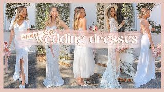 WEDDING DRESSES UNDER 250  try on haul amp celebrating 2 years of marriage ✨ [upl. by Annauj]