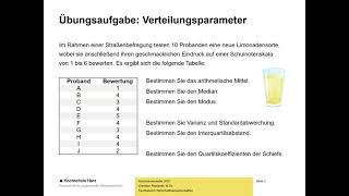 Videotutorium Statistik Lage Streuungs und Verteilungsmaße [upl. by Lotsirb]