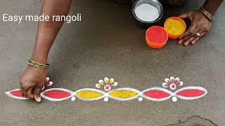 5 Easy daily border rangoli designsside muggulubeautifulnew trendingeasymaderangolicreations [upl. by Asilla246]