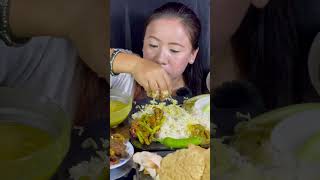 Eating chicken liverlungskidney and buff meat with basmati Chamal  Rubi Rai Mukbang [upl. by Parthenia]