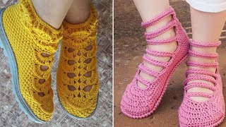 Stunning authentic crochet knit shoes ideas nice designMassive crochet [upl. by Freedman]