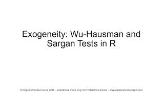 Exogeneity WuHausman and Sargan Tests in R [upl. by Drawe981]