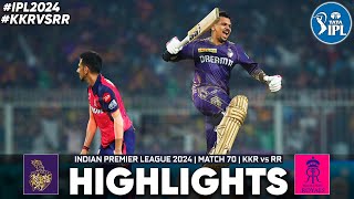 KKR vs RR IPL Match 70thFull Highlights 2024  Sunil Narine 109 in 56 Balls Highlights [upl. by Neehar332]