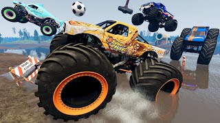 Monster Truck Mud Battle 64  BeamNG Drive  Griffs Garage [upl. by Llehsor]