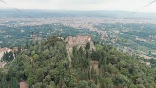 Florence Italy Convent San Francesco Nunnery on mountain Summer Stable Aerial View Point o [upl. by Hueston]