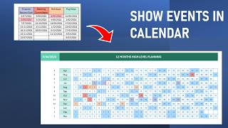 Events Tasks Milestones in Calendar  Excel Template from List to Excel Calendar [upl. by Sabrina]