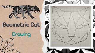 Geometric Cat Drawing  Graph Paper Art [upl. by Arej852]