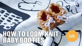 How to Loom Knit Baby Booties [upl. by Cobb584]