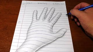 How to Draw a 3D Hand  Trick Art Optical Illusion [upl. by Neuburger]