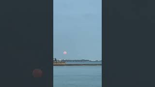 Moon Rise with a plane landing singapore [upl. by Micah504]