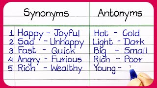 10 Synonyms And Antonyms In English  Synonyms Words  Antonyms Words  english grammar [upl. by Niu40]