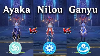 Ayaka vs Nilou vs Ganyu  who is the best DPS gameplay comparison  Genshin Impact [upl. by Aicenad]