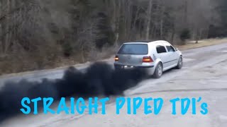 STRAIGHT PIPE TDI COMPILATION  popcorn limiter launches [upl. by Elleinad]