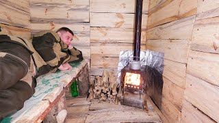 Building a Warm and Cozy Winter Shelter living in a forest house [upl. by Artemus191]