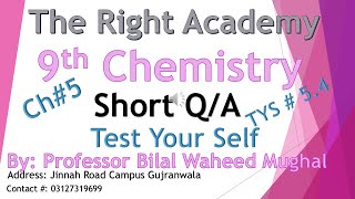 9th Chem SQs Ch  5 Test Your Self 54 [upl. by Htebzile792]