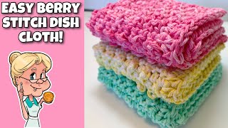 EASY CROCHET Berry Stitch Dishcloth Tutorial  MakeitPremier [upl. by Sylera]