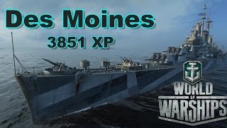 World of Warships Des Moines Very Close Battle 3851 XP [upl. by Iamhaj]