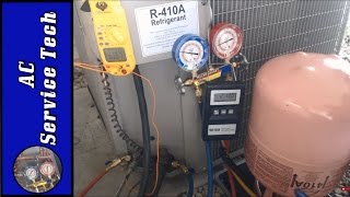 R410A Charging Weighing in Refrigerant Charge through the High Side Red Gauge and Why [upl. by Mode440]