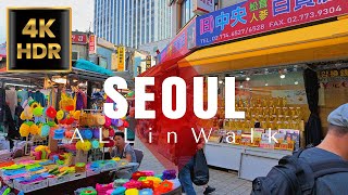 Namdaemun Market  Myeongdong  Cheonggyecheon Seoul Korea  남대문시장  명동  청계천  4K HDR [upl. by Wenona]