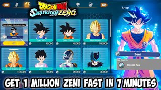 How To Get 1 Million Zeni FAST In 7 Minutes  Dragon Ball Sparking Zero [upl. by Hank]