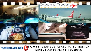 TURKISH AIRLINES TK 089 ISTANBUL TO MANILA ON AIRBUS A340 ECONOMY [upl. by Ko]