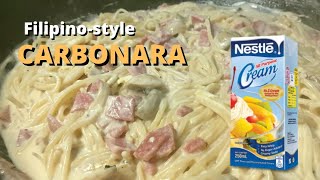 Creamy Carbonara Filipino Style  Carbonara with Costing  Pinoy Style Carbonara Pasta Recipe [upl. by Owens]