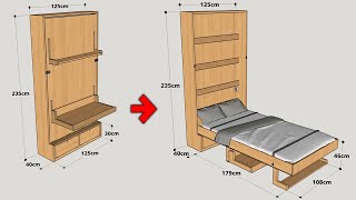 HOW TO MAKE A MURPHY BED WITH FOLDING TABLE STEP BY STEP [upl. by Anderea612]