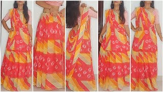 How to drape simple saree in lehenga style  saree tutorial  lehenga style saree draping [upl. by Nivrag]