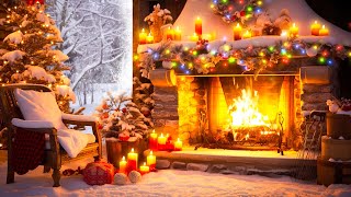 Relaxing Christmas Music Snow Falling 🎄 Cozy Christmas Fireplace Instrumental 🔥 Christmas Carols [upl. by Nylloc887]